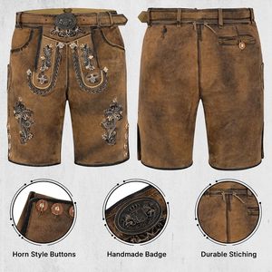 Lederhosen sur mesure pour homme en cuir véritable, shorts au-dessus du genou, tenue bavaroise pour l'Oktoberfest - Product Image 4