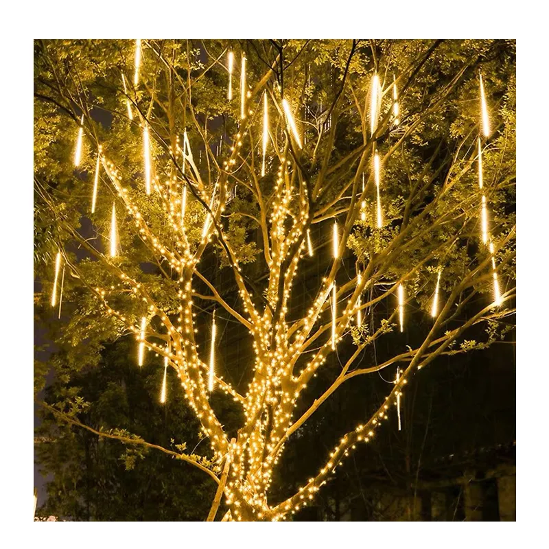 Solar meteor shower outdoor waterproof hanging tree decoration Christmas meteor string lights