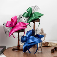 Chapeau formel en maille rétro français printemps-été, chapeau de soirée pour femmes, petit chapeau de course de chevaux, fascinateur pour dîner avec nœud