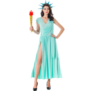 Disfraz Popular <span class=keywords><strong>de</strong></span> <span class=keywords><strong>la</strong></span> Diosa Griega Lady Liberty para Mujer, Vestido <span class=keywords><strong>de</strong></span> Halloween para Adultos con Antorcha - Product Image 2