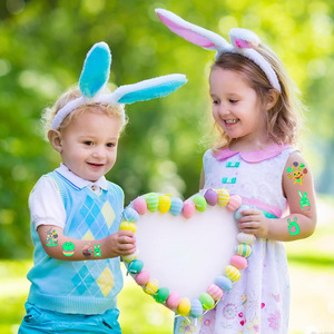 Lapin de Pâques à la mode et autocollant de tatouage <span class=keywords><strong>temporaire</strong></span> d'oeuf foncé pour les enfants matériel de papier blanc de conception de visage et de corps imperméable - Product Image 2