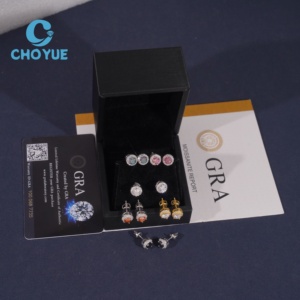 Hot Sale Ready to Ship Pass Diamond Tester Halo Design Screw <b>Back</b> Silver 925 VVS Moissanite <b>Earrings</b> - Product Image 5