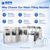 Machines de remplissage d'eau automatiques 6000 BPH pour usine de boissons, en acier inoxydable 304, contrôle PLC, ligne d'embouteillage 3-en-1