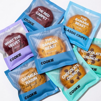 Sacs d'emballage personnalisés imprimés en plastique transparent mat dépoli thermoscellables pour aliments, bonbons, biscuits et gâteaux individuels avec design