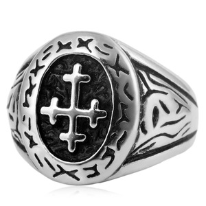 Yunnique – bague croix en acier inoxydable pour hommes, design géométrique, style punk, bijoux, cadeau pour hommes - Product Image 3