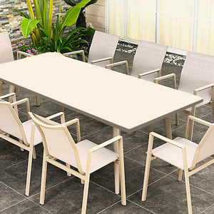 Best-selling Retractable <b>Plastic</b> Wood Dining <b>Table</b> Waterproof Garden Courtyard <b>Outdoor</b> Set of <b>Tables</b> and Chairs Premium Composit - Product Image 2