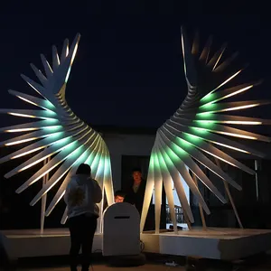 Unique Art Installations Customized infrared induction multiple color interactive amusement props LED angel wings for party activity decoration