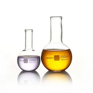 Laboratuvar cam eşyaları yuvarlak düz alt şişe şişesi borosilikat cam kaynar şişe