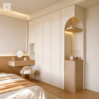 Armoires XINGRUO, meubles de chambre à coucher, armoire à panneaux plats sans poignées, bureau flottant en alcôve cintrée pour la maison