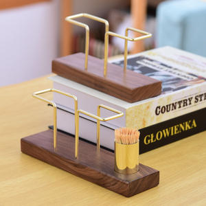 Porte-mouchoirs moderne en bois de noyer noir avec support en laiton, sur pied, pour voiture et maison - Product Image 4