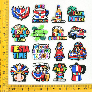 Pins Decorativos de PVC para Calzado, Accesorios Unisex para la Parte Superior del Calzado, Decoraciones Divertidas con Eslóganes de República <span class=keywords><strong>Dominicana</strong></span> para Sandalias - Product Image 3
