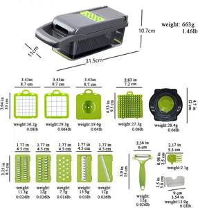 Picador de cebolla multifuncional 16 en 1 con contenedor, rebanador de queso, picador de alimentos, 8 cuchillas, picador de verduras - Product Image 4