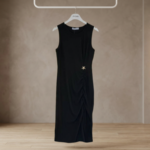 Robe de soirée moulante noire Fiori, col rond, taille naturelle, tenue de soirée confortable - Product Image 3