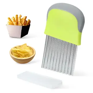 Stainless Steel Handheld French Fry Cutter Vegetable Potato Chip Onion Slicer Wavy Crinkle Cutter With Wave Shape Knife