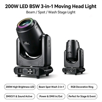Projecteurs LED 3-en-1 BSW 200W, 13 motifs DMX512, RGB, adaptés aux concerts et aux locations, lumières DJ, soirées, lumières de scène disco
