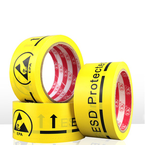 EPA Radiation Alert Anti-Static Pressure Sensitive PVC ESD Sensitive Yellow Aisle Warning <b>Tape</b> 48mm Width Single Sided Rubber - Product Image 1