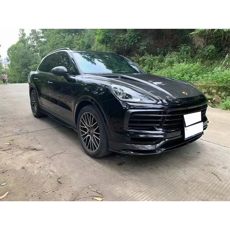 Runde Kohle faser für Porsche Cayenne Upgrade TK Style Front lippe Seiten rock Spoiler Heck diffusor Top Wing Auf Lager