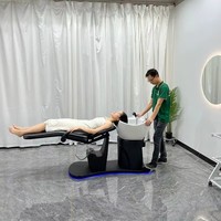 Lit de shampooing réglable de luxe de chaise de lavage de cheveux de massage électrique entièrement automatique d'appui-tête de style moderne pour le coiffeur
