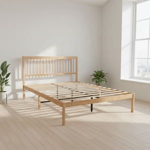 <span class=keywords><strong>Letto</strong></span> a piattaforma in legno massello europeo con doghe in metallo, contenitore, ecologico e resistente, facile da montare, testiera in bambù silenziosa - Product Image 2