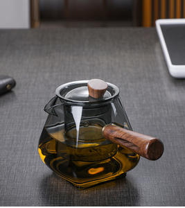 Juego de tetera de vidrio de borosilicato duradero de primera calidad, infusor con mango de madera, apto para flores/té de hojas sueltas para <span class=keywords><strong>restaurante</strong></span> en casa - Product Image 6