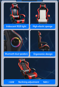 Silla Gamer Giratoria de <span class=keywords><strong>Carreras</strong></span> con 7 Puntos de Masaje, Altavoz RGB, Reposapiés, Venta Directa de Fábrica - Product Image 3