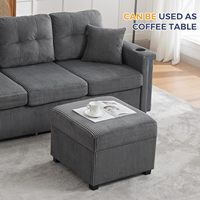 MAXYOYO Otomana Moderna con Almacenamiento, 57CM, Reposapiés de Pana, Taburete Multiusos para Sofá, Uso en Múltiples Habitaciones