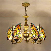 Lustre LED Papillon Rétro pour la Maison, le Salon, la Chambre, le Café, l'Hôtel, la Villa – Lampe Suspendue Artistique Créative Américaine Colorée