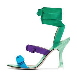 Multi nastro colorato cinturino in pelle disegni scarpe da donna modello di sandalo a tacco alto - Product Image 6
