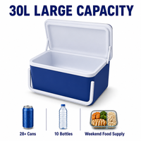 Glacière à roulettes portable 30L moderne en PP et PE, résistante aux UV, étanche, durable, avec maintien de la glace pendant 5 jours, pour le stockage alimentaire