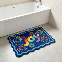 Tapis de Noël à motifs de lettres anglaises tuftées à la machine, tapis de bain doux antidérapant et absorbant, tapis de luxe en peluche