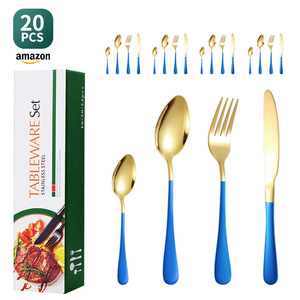 ชุดช้อนส้อมสแตนเลส 20 ชิ้น ด้ามจับสีทองชมพู สำหรับงานเลี้ยงอาหารค่ำ พร้อมกล่องของขวัญ - Product Image 3
