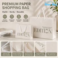 Sacs en papier couché avec poignées en corde de coton et ruban, imprimés flexo, style luxe, jetables, pour bougies artisanales et cadres photo