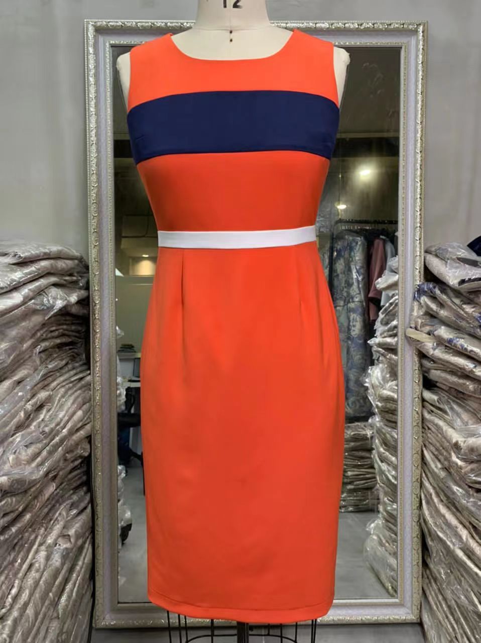 Shop High Quality Orange Spandex & Polyester Material for Church Mother  Dress