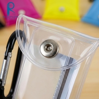 Mini pochette transparente en PVC avec bouton-pression, étui de rangement transparent pour écouteurs, porte-clés coloré, porte-monnaie, pendentif mousqueton, cadeau