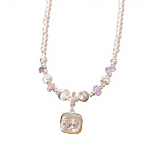 Collar Ainibeni New Manta Rose con Perlas <span class=keywords><strong>de</strong></span> Imitación y Mariposa, Elegante Collar <span class=keywords><strong>de</strong></span> Cristal Morado con Cuentas para Mujer, Cadena para Clavícula que Combina con Todo - Product Image 1