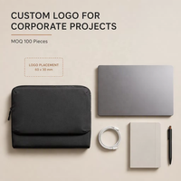 Housse d'ordinateur portable minimaliste avec logo personnalisé, 14-16 pouces, cadeau d'entreprise, pochette pour ordinateur avec poche organisatrice d'accessoires avant, OEM