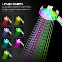 Pommeau de douche automatique à détection de 7 couleurs changeantes pour salle de bain, pommeau de douche à lumière LED avec changement de couleur