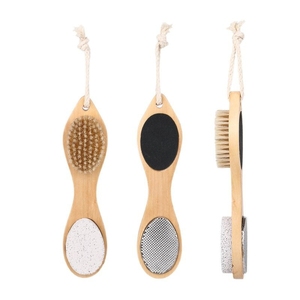 Hochwertige 4-in-1 profession elle ovale Pediküre <span class=keywords><strong>Scrub</strong></span> ber Peeling-Werkzeuge Fußpflege Borste Bambus Griff bürste für den Körper gebrauch - Product Image 1