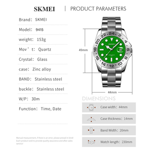 Montre à quartz SKMEI 9415, nouvelle arrivée, 3 bars d'étanchéité, design ajouré, montre-bracelet de luxe et tendance pour homme - Product Image 6