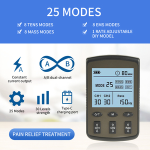 Profissional Pequeno Handheld Dual Channel 25 Modos Microcorrent Dezenas Eletrodos Masculino Eletrônico Muscle Fisioterapia Equipamento - Product Image 2