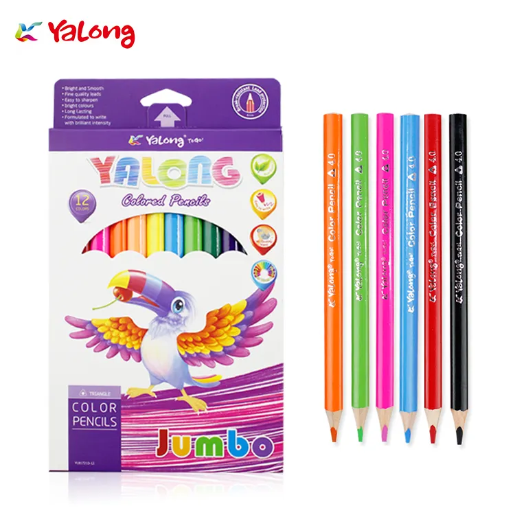 Crayons colorés en bois naturel pour enfants, 50 pièces, Triangle professionnel, 7 pouces, dessin