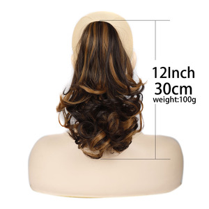 Synthétique Naturel Doux Queue De Cheval Court Ondulé Extensions De Queue De Cheval Griffe Clip Vague 12 pouces Queue De Cheval Cheveux - Product Image 3