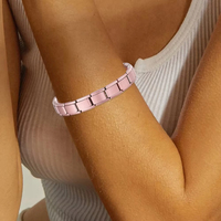 LAMOON Bracelet Élastique à Maillons Simples et Colorés de 9 mm de Large en Acier Inoxydable, pour la Fabrication DIY de Bijoux, Bracelet à Charms Italien