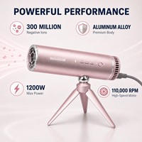 Sèche-cheveux rose pliable mains libres avec support trépied 1200W 110000 tr/min haute vitesse pour voyage et salon