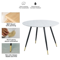 Ensemble table et chaises de salle à manger de luxe moderne pour restaurant et maison, table ronde en verre et MDF avec plateau en bois