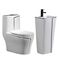 Ensemble de toilettes et lavabos en céramique monobloc tendance pour salle de bain
