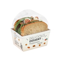 Boîte à déjeuner en papier blanc et brun personnalisée avec logo imprimé en gros, boîte à dessert, boîte à sandwich avec couvercle en PVC