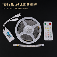 Bande LED adressable 24V 126 LED/m 8mm de largeur 3000K Blanc chaud Télécommande Dimmable pour éclairage encastré