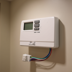 Termostato de pared con botón pulsador controlado por aplicación para sistemas HVAC de refrigeración y calefacción de CC 24V - Product Image 2