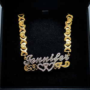 Qiuhan XOXOチェーンステンレスネックレス65mmイヤリング18K 2色メッキ女性カスタムネームジュエリーセット - Product Image 3